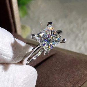 NEW 2CT ENGAGEMENT 925 STERLING SILVER DIAMOND RING